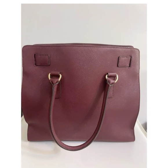 Michael Kors Large Merlot Hamilton Traveler Saffiano Leather Tote Bag - Picture 10 of 15